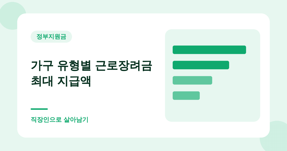 가구 유형별 근로장려금 최대 지급액 — 직장인으로 살아남기