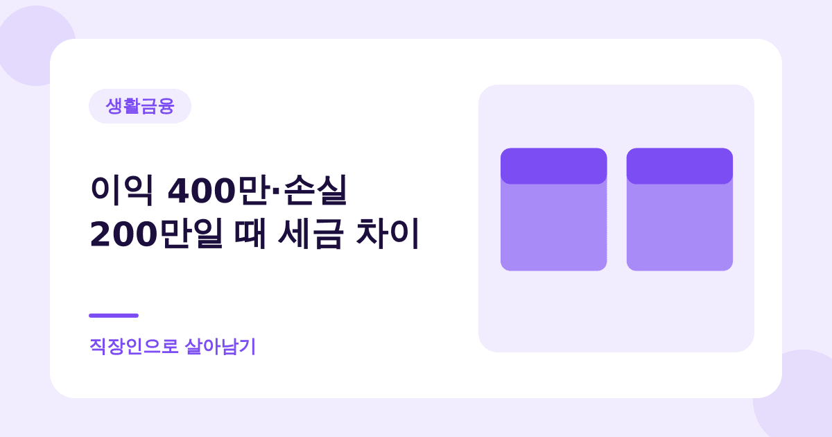 이익 400만·손실 200만일 때 세금 차이 — 직장인으로 살아남기
